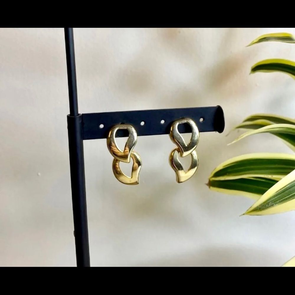 Vintage Double‎ Gold Leaf Earrings